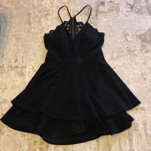 Black formal dress with lace back